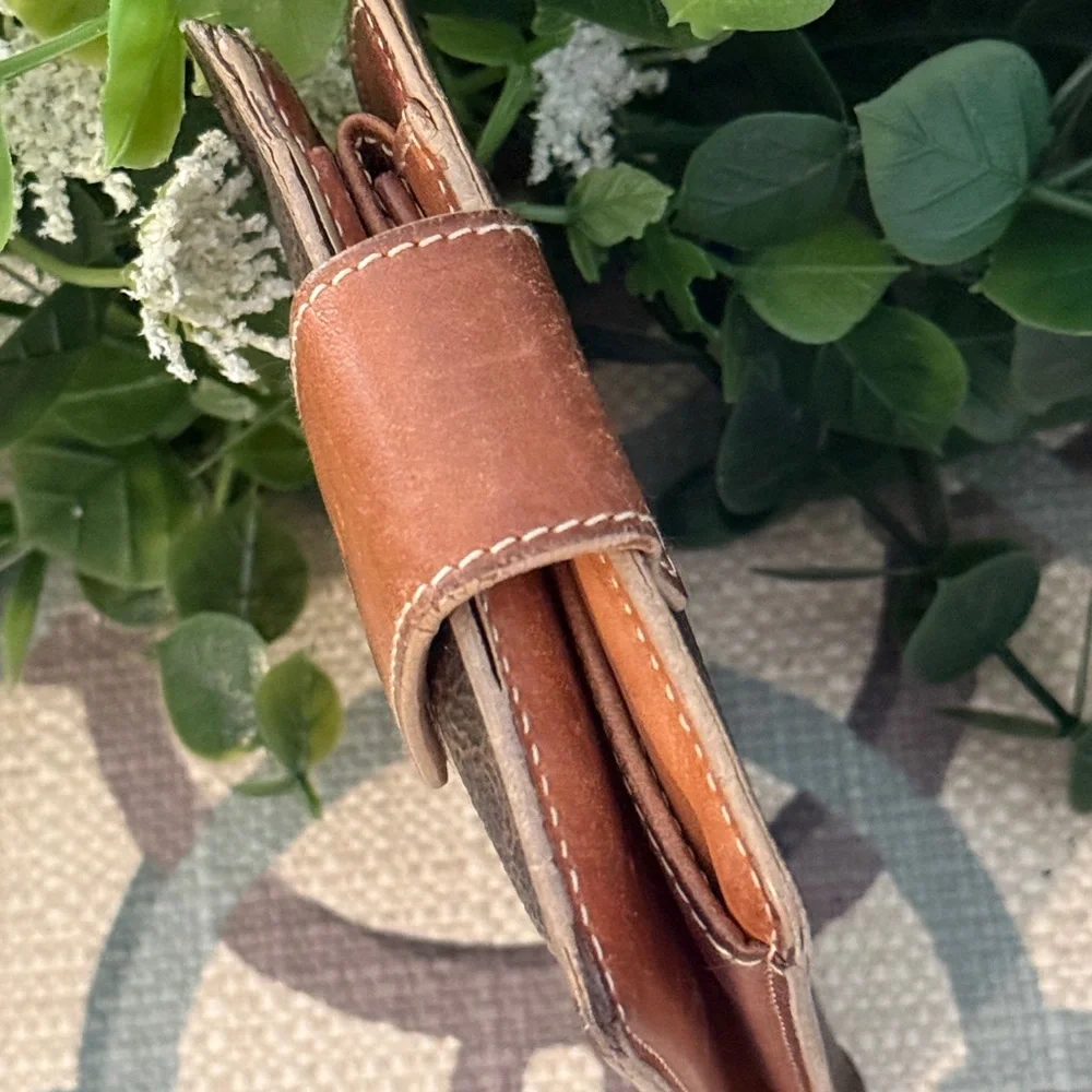 CELINE Macadam PVC Leather wallet Bifold Brown Authentic